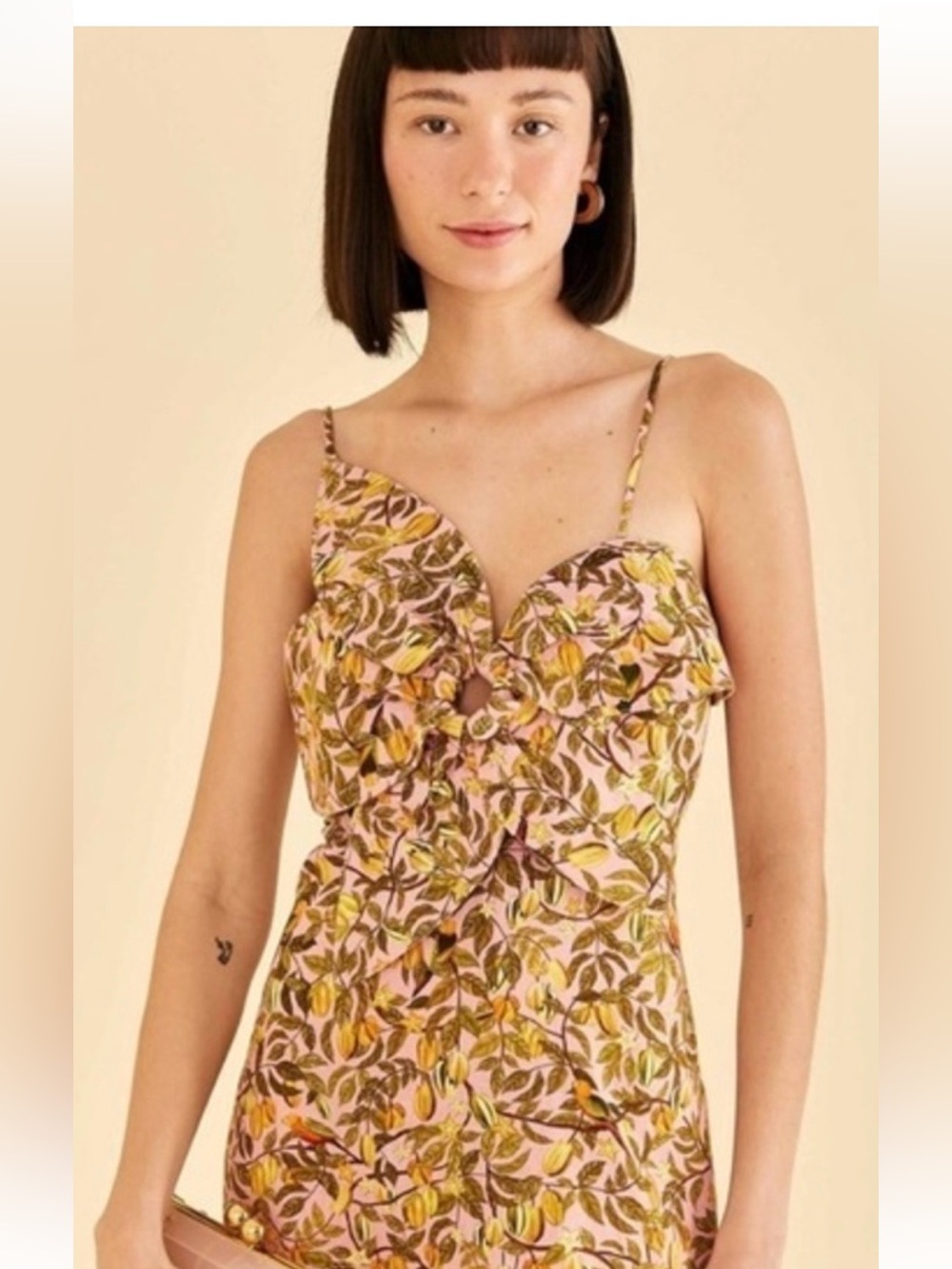Farm Rio Light Pink Star Fruit Flower Mini Dress Size S